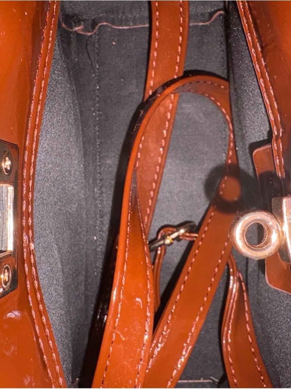 Patent Leather Tote Bag in Deep Brown